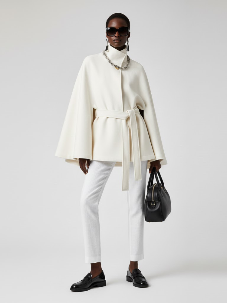 Damen-Cape mit Struktur und Schärpe SCHWARZ - PROSPECT HEIGHTS: Neue Kollektion COUTURE in BROOKLYN - BYMANYC ® New York