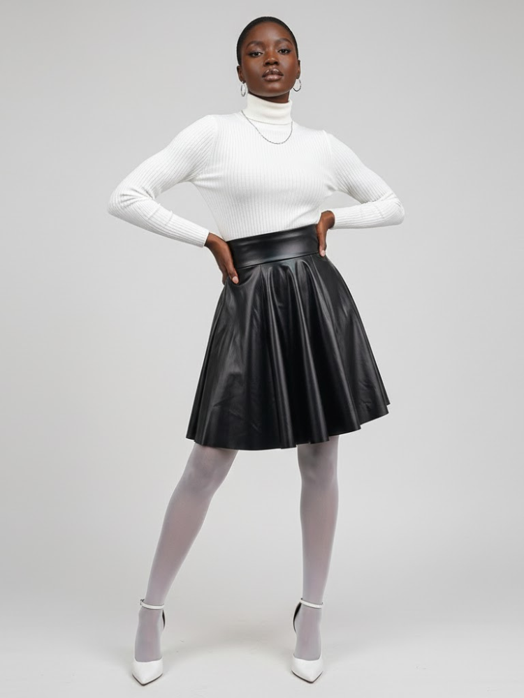 Schwarzer Minirock aus veganem Leder Frühling: Neue Kollektion COUTURE in NOLITA - BYMANYC ® New York