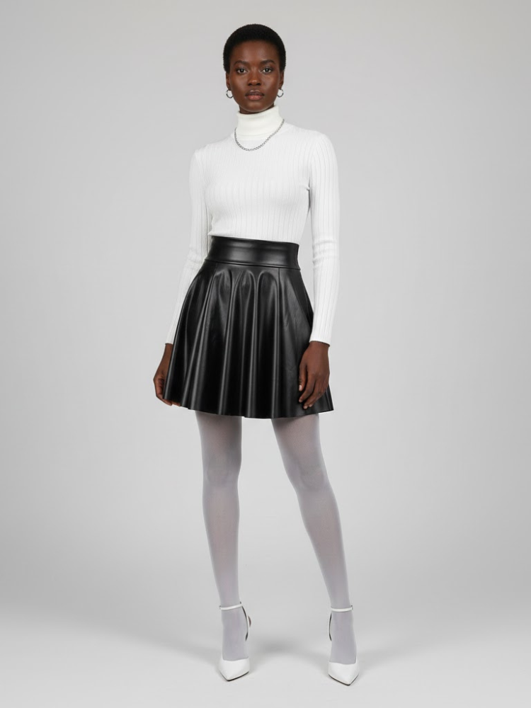 Schwarzer Minirock aus veganem Leder Frühling: Neue Kollektion COUTURE in NOLITA - BYMANYC ® New York