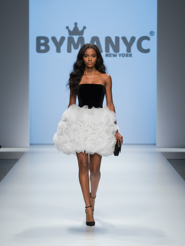 Schwarz-weißes Mini-Partykleid NOMAD: Prêt-à-Porter Linie BYMANYC ® New York
