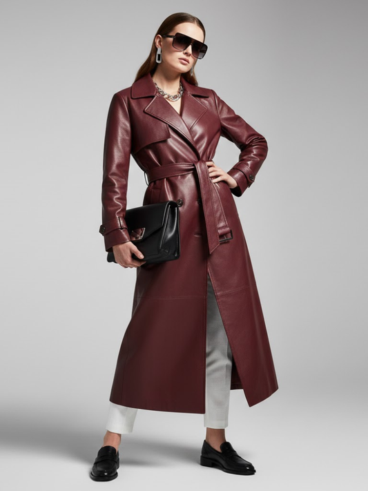 Burgundy Trenchcoat aus veganem Leder – BED-STUY: Neue Kollektion COUTURE in BROOKLYN – BYMANYC ® New York