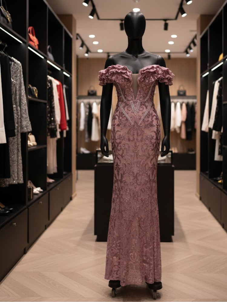Staubrosafarbene Orchideen-Robe • FIFTH AVE Neue Kollektion BYMANYC ® New York