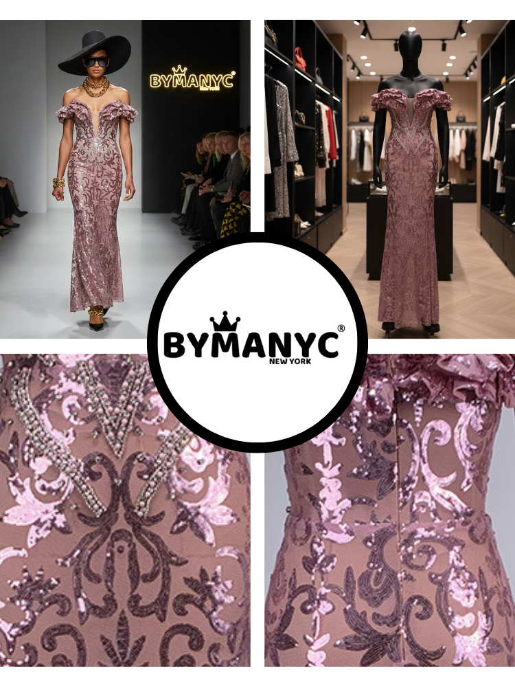 Staubrosafarbene Orchideen-Robe • FIFTH AVE Neue Kollektion BYMANYC ® New York