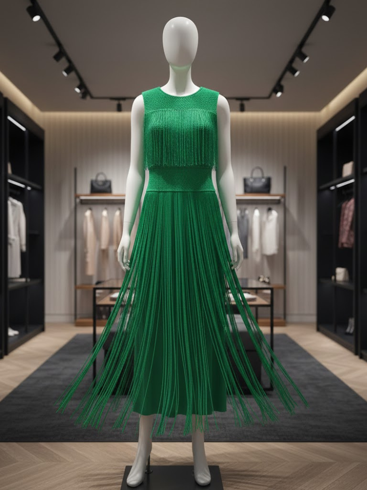 Emerald Kinetic Fringe Dress • TRIBECA Neue Kollektion BYMANYC ® New York