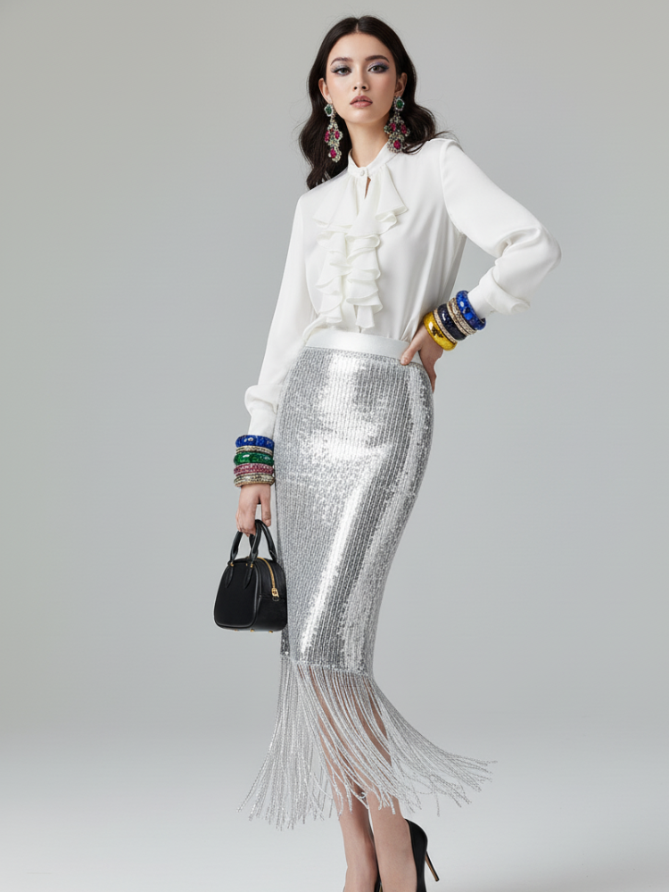 GALA GLAMOUR Fransen-Midirock ECO FASHION BYMANYC ® New York