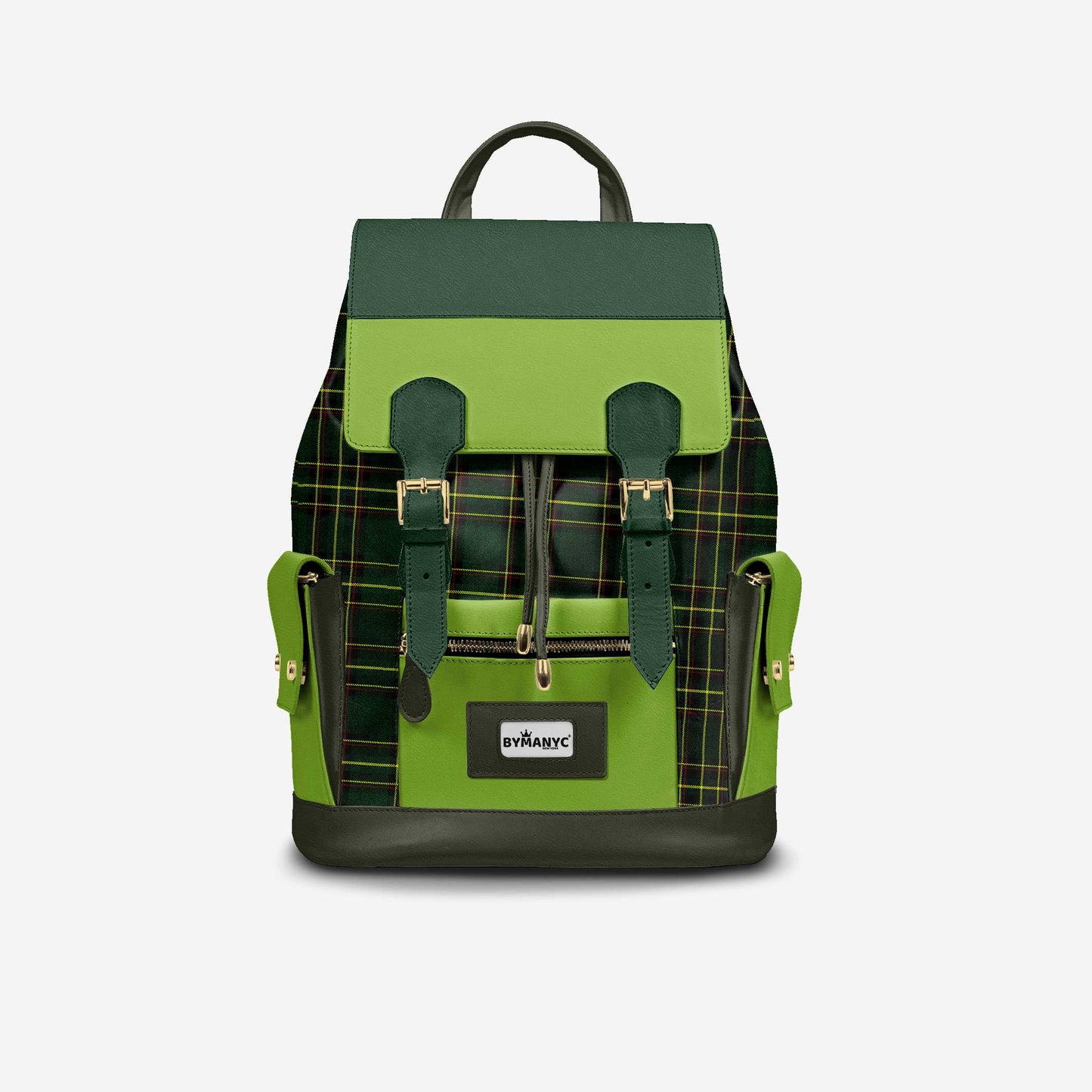 Luxury Vegan Backpack TARTAN GREEN EDGE – BYMANYC ® New York