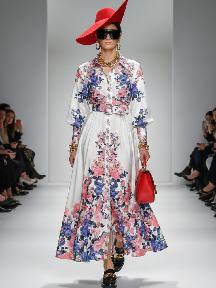 Maxikleid Neue Kollektion BYMANYC ® New York Blooming Rose Blumenmuster