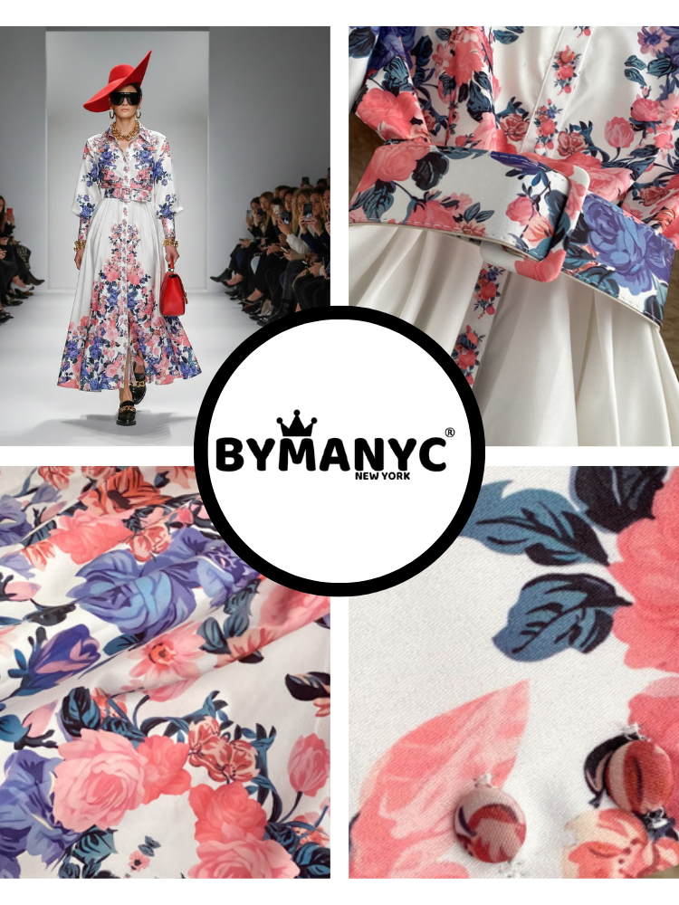 Maxikleid Neue Kollektion BYMANYC ® New York Blooming Rose Blumenmuster