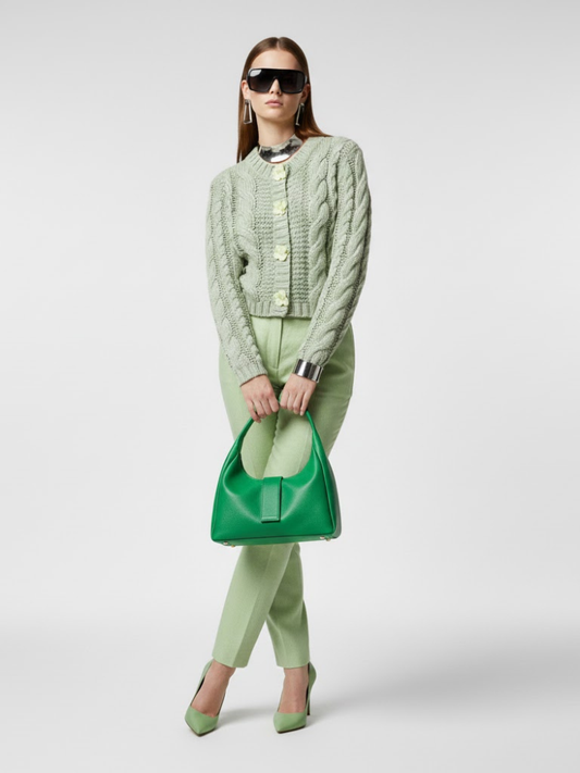 Mint Green Cable Knit Cardigan Women's - TRIBECA: New Colección COUTURE in NOLITA - BYMANYC ® New York