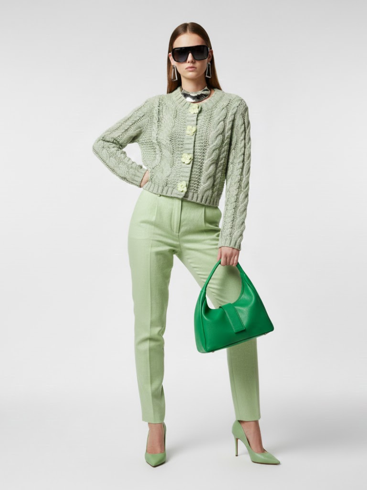 Mint Green Cable Knit Cardigan Women's - TRIBECA: New Colección COUTURE in NOLITA - BYMANYC ® New York