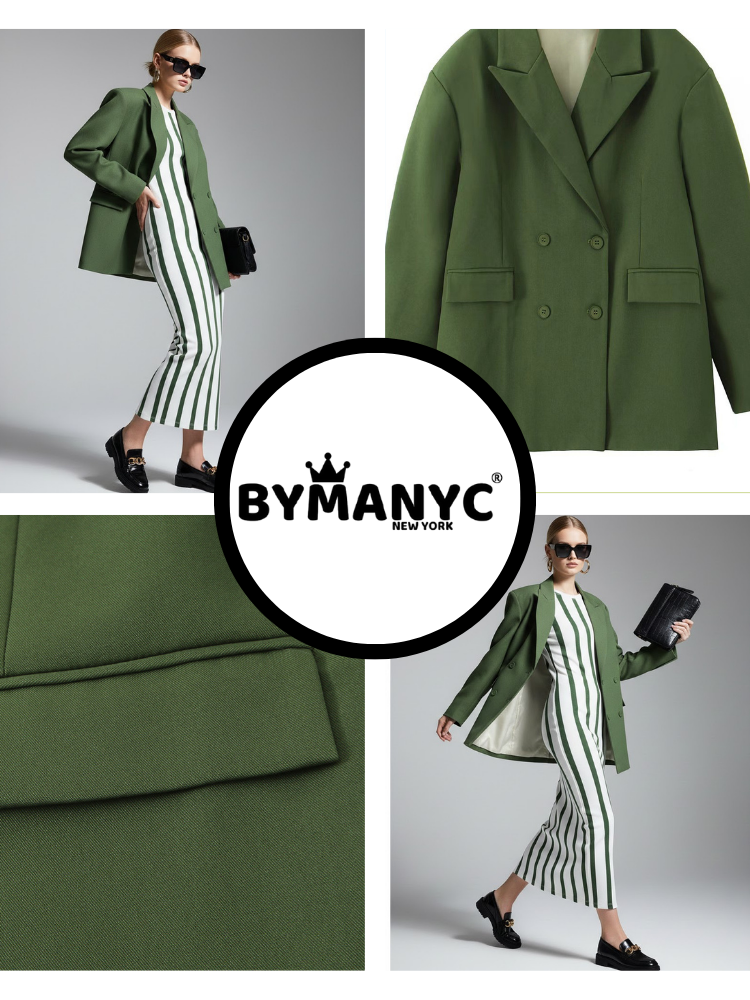 Moosgrüner taillierter Blazer mit zweireihigem Design • BYMANYC ® New York