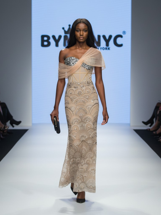 Nude Long Gala Dress FIFTH AVENUE: Prêt-à-Porter Line BYMANYC ® New York