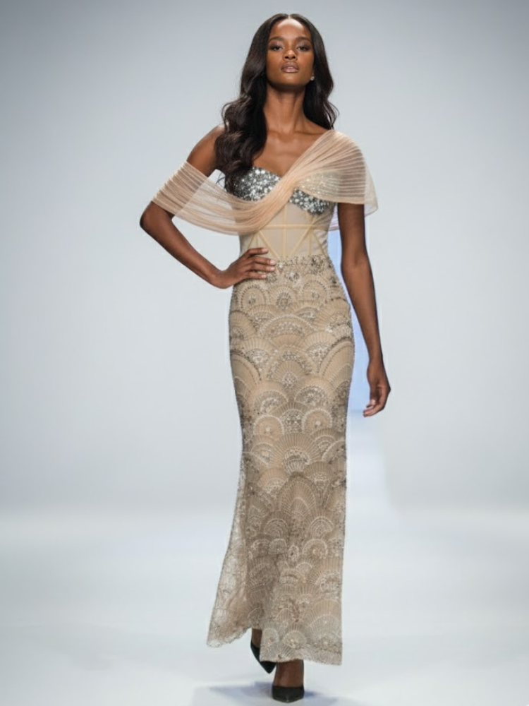 Nude Long Gala Dress FIFTH AVENUE: Prêt-à-Porter Line BYMANYC ® New York