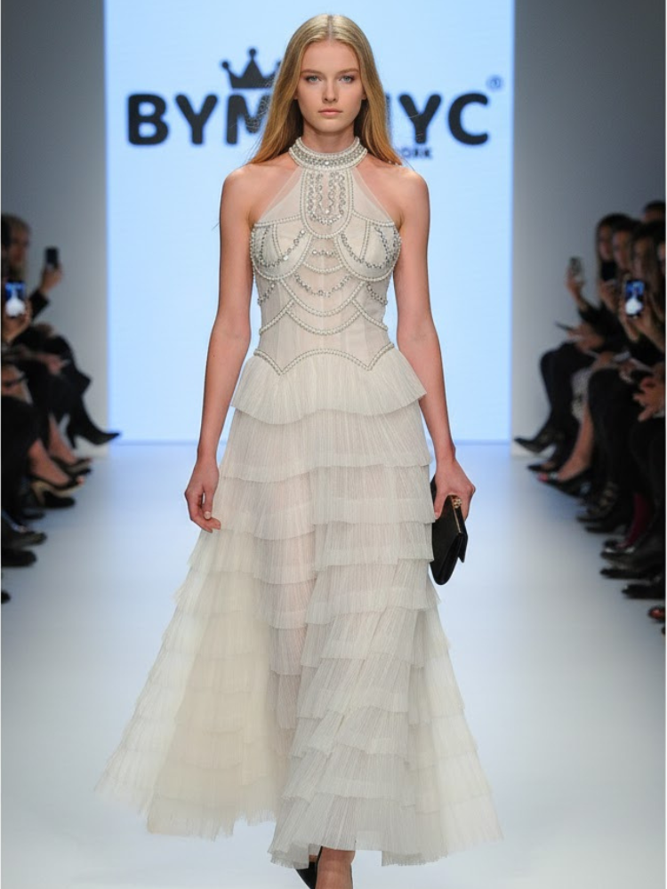 Off-White Pearl Gala Dress GOVERNORS ISLAND: Prêt-à-Porter Line BYMANYC ® New York