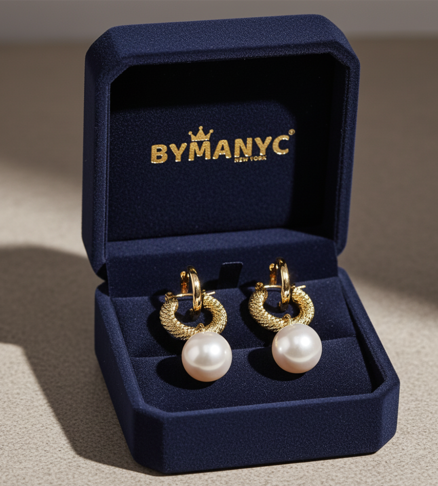 Pearl Hoop Earrings Golden Luster SOHO BYMANYC ® New York
