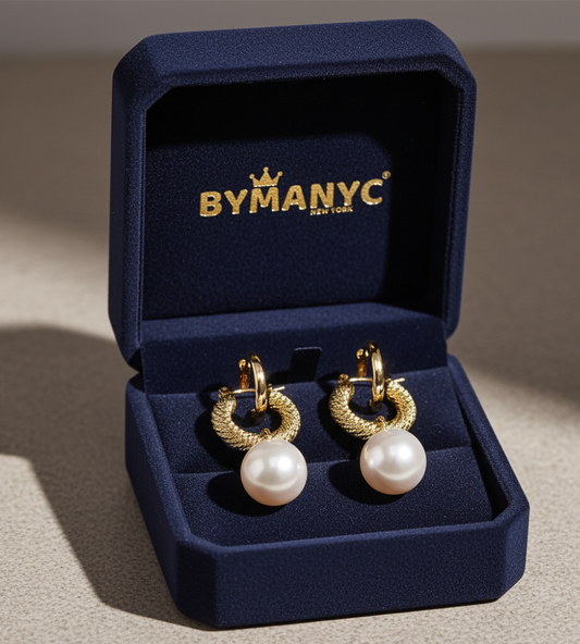 Pearl Hoop Earrings Golden Luster SOHO BYMANYC ® New York