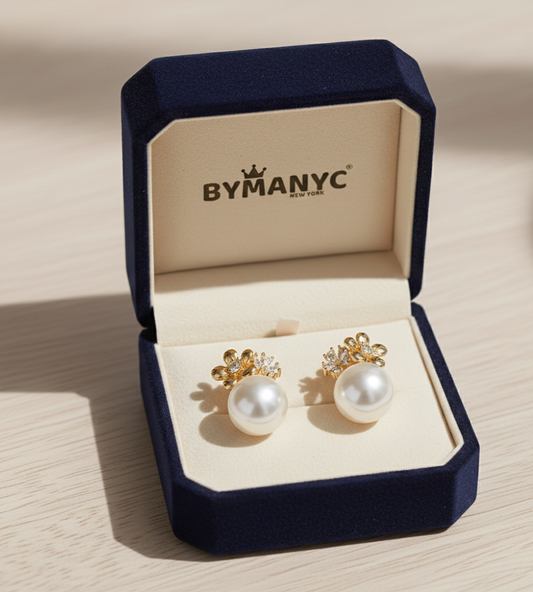 Pearl Stud Earrings Floral Bloom SOHO BYMANYC ® New York