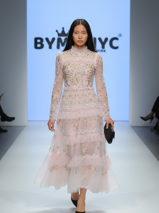 Pink Midi Party Dress BLOSSOM: Prêt-à-Porter Line BYMANYC ® New York