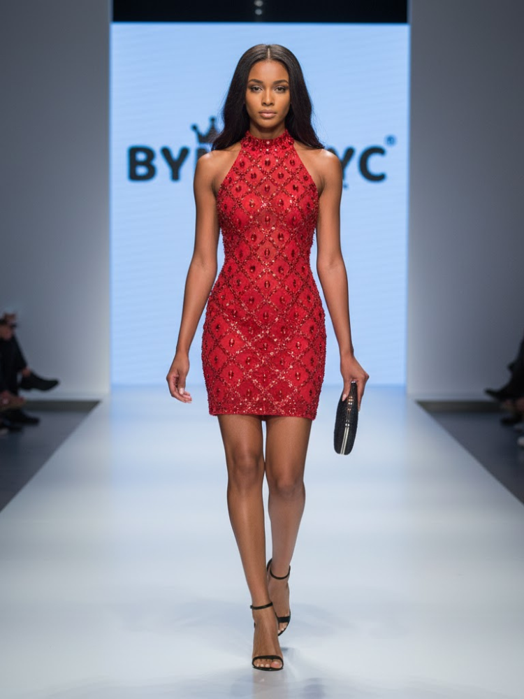 Red Mini Party Dress BYMANYC