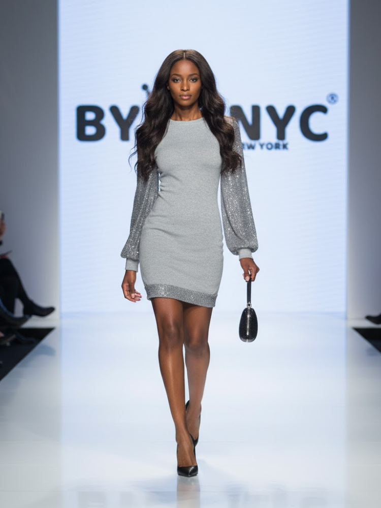 Silbergraues Mini-Tageskleid CHELSEA: Prêt-à-porter-Linie BYMANYC ® New York