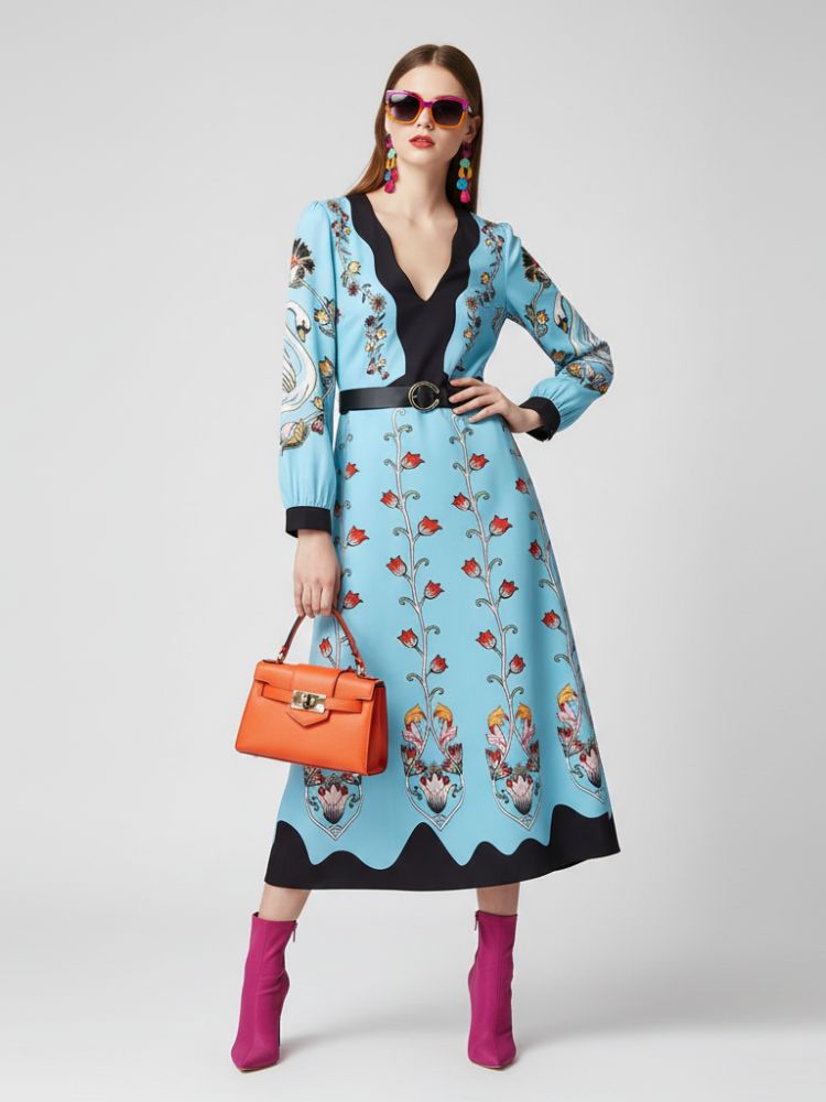 Tailliertes Blumenkleid, The Met | Damen - BYMANYC ® New York