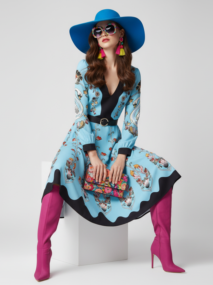 Tailliertes Blumenkleid, The Met | Damen - BYMANYC ® New York