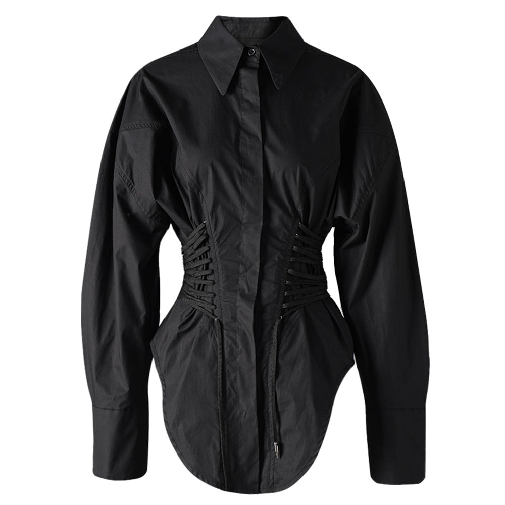 Waist-Tied Irregular Shirt, Hudson Yards | Women - BYMANYC ® New York