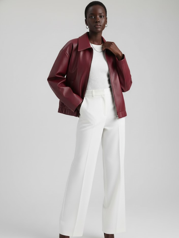 Wine Vegan Leather Blouson Jacket Women's SULLIVAN: New Colección COUTURE in NOLITA - BYMANYC ® New York
