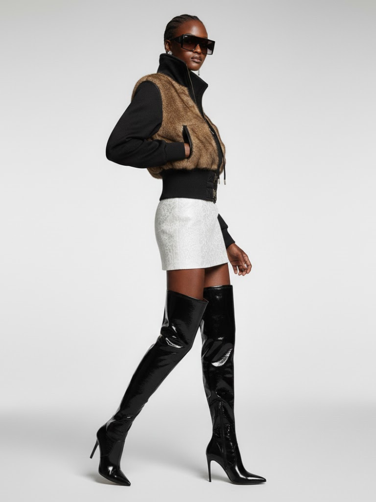Damen Bomberjacke mit Kunstpelz - CROWN HEIGHTS: Neue Kollektion COUTURE in BROOKLYN - BYMANYC ® New York
