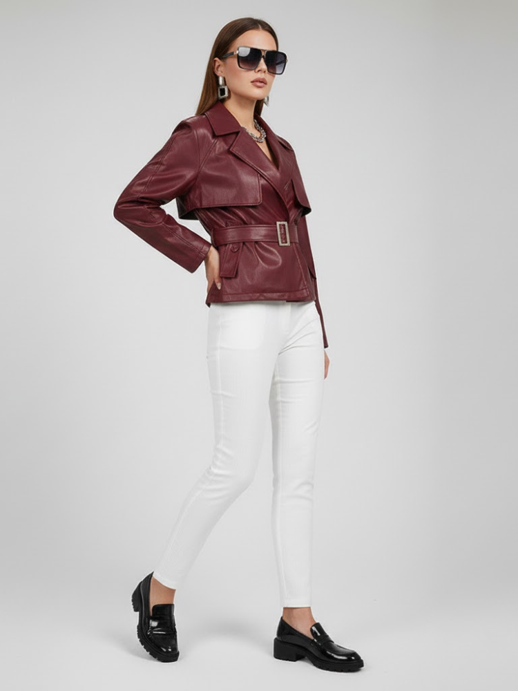 Damen Jacke mit Kragen und Reißverschluss BURGUNDY - RED HOOK: Neue Kollektion COUTURE in BROOKLYN - BYMANYC ® New York