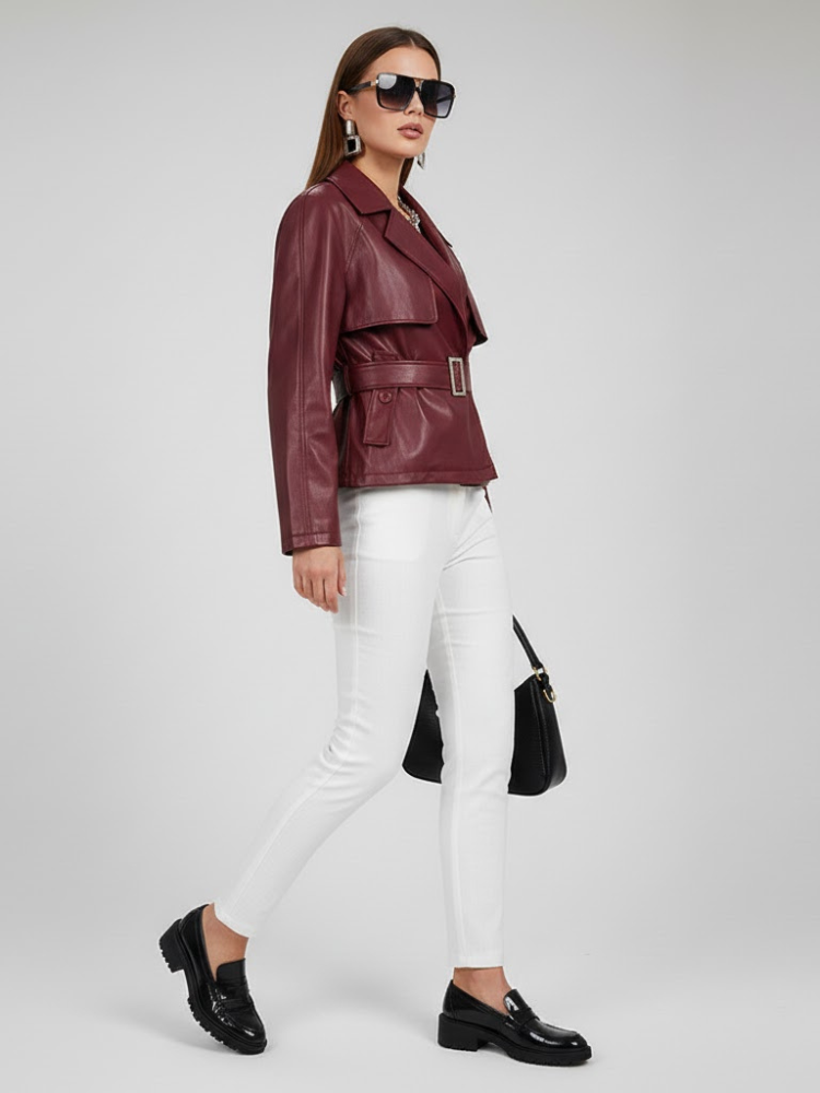 Damen Jacke mit Kragen und Reißverschluss BURGUNDY - RED HOOK: Neue Kollektion COUTURE in BROOKLYN - BYMANYC ® New York