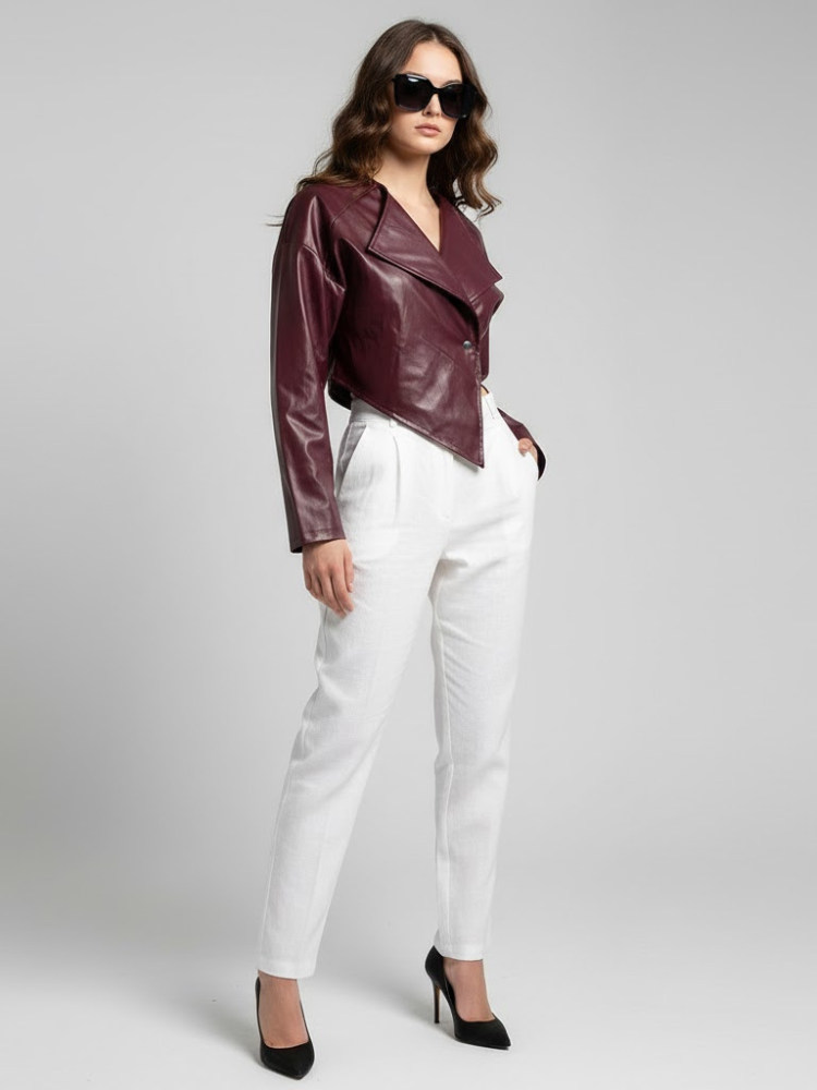 Women's Cropped Vegan Leather Jacket HARLEM COUTURE BYMANYC ® New York