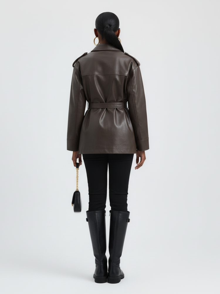 Damen Safari-Jacke aus Kunstleder UPPER EAST SIDE ECO FASHION BYMANYC ® New York