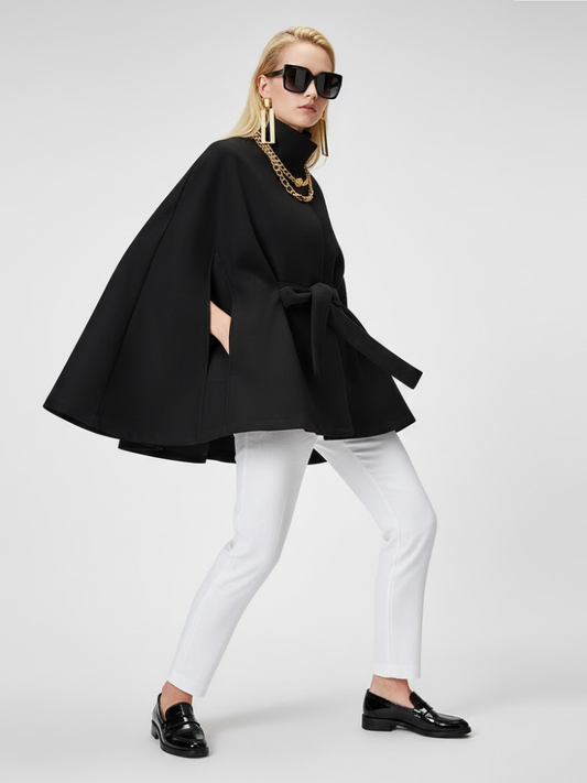 Damen-Cape mit Struktur und Schärpe SCHWARZ - PROSPECT HEIGHTS: Neue Kollektion COUTURE in BROOKLYN - BYMANYC ® New York