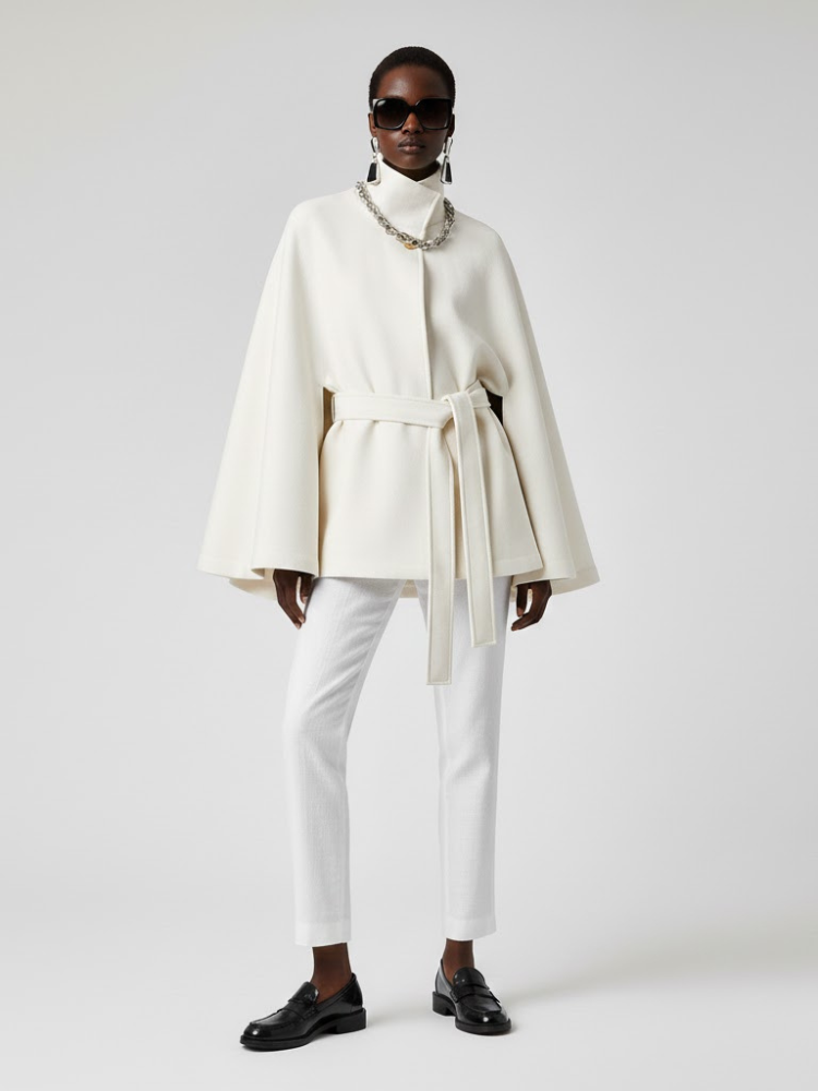 Damen-Cape mit Struktur und Schärpe SCHWARZ - PROSPECT HEIGHTS: Neue Kollektion COUTURE in BROOKLYN - BYMANYC ® New York