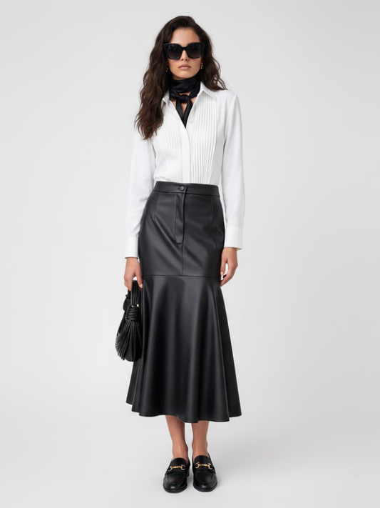 Damen Fishtail Maxirock aus veganem Leder TRIBECA COUTURE BYMANYC ® New York