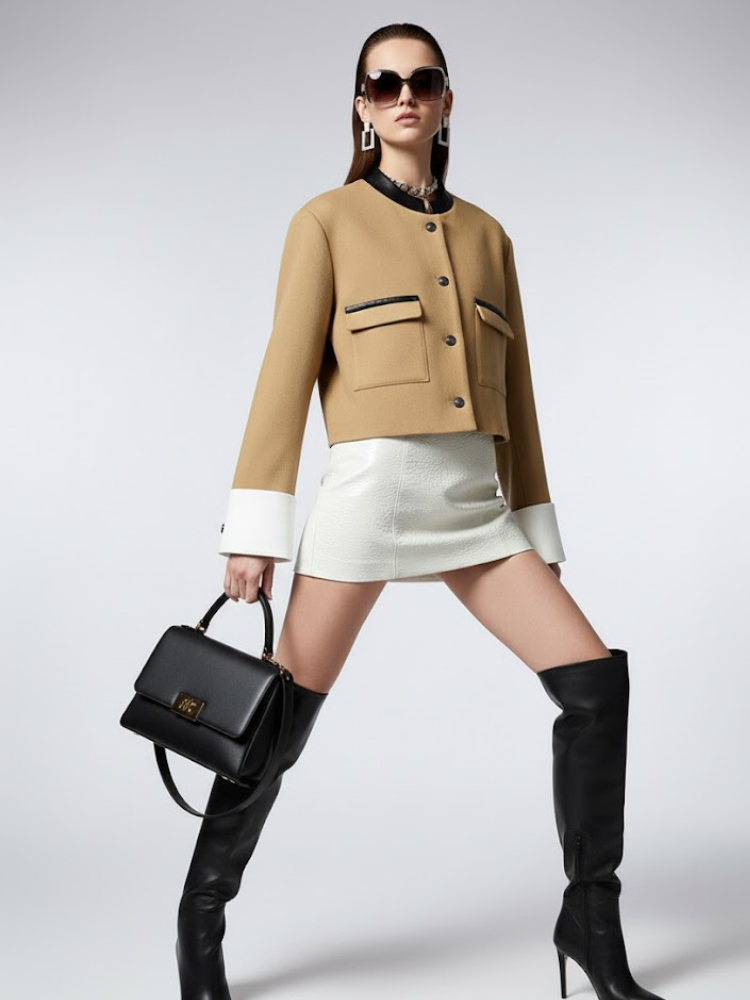 Women's Bicolor Cropped Tailored Jacket LENOX HILL New Collection Couture in Manhattan BYMANYC ® New York