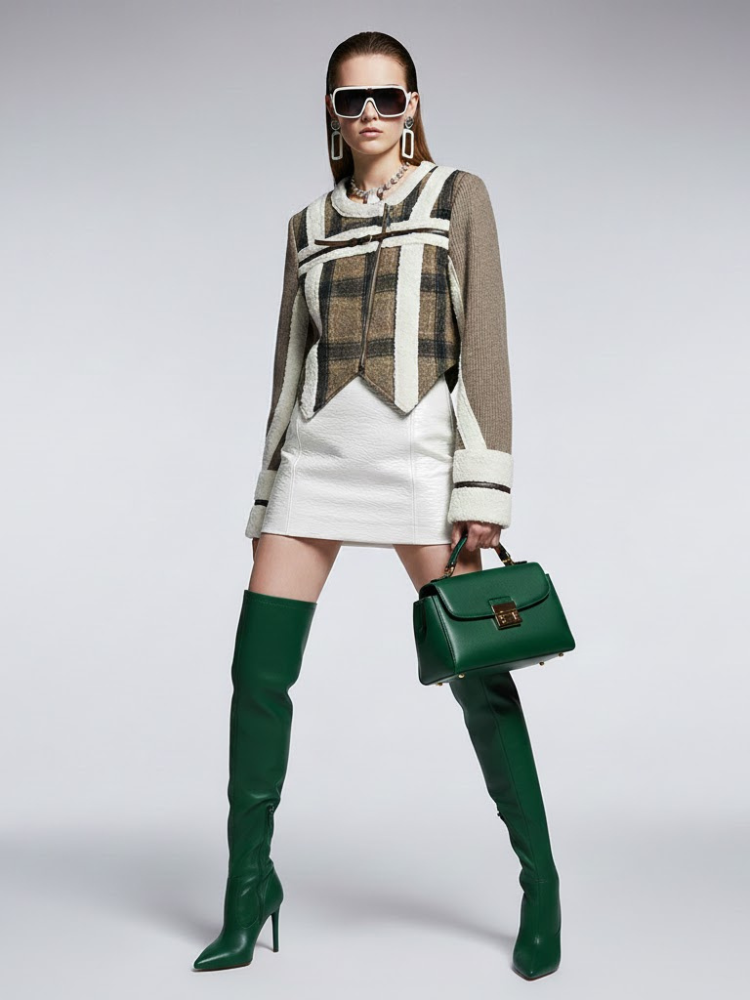 Women's Plaid Hybrid Jacket TRIBECA New Collection Couture in Manhattan BYMANYC ® New York