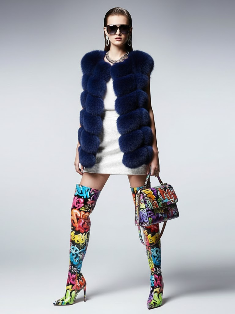 Women's Voluminous Fur Vest DUMBO New Collection Couture in Manhattan BYMANYC ® New York