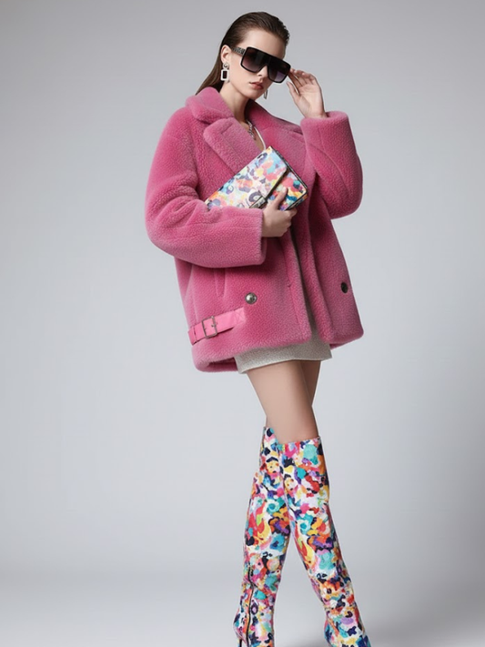 Women's Oversized Shearling Peacoat CHELSEA New Collection Couture in Manhattan BYMANYC ® New York