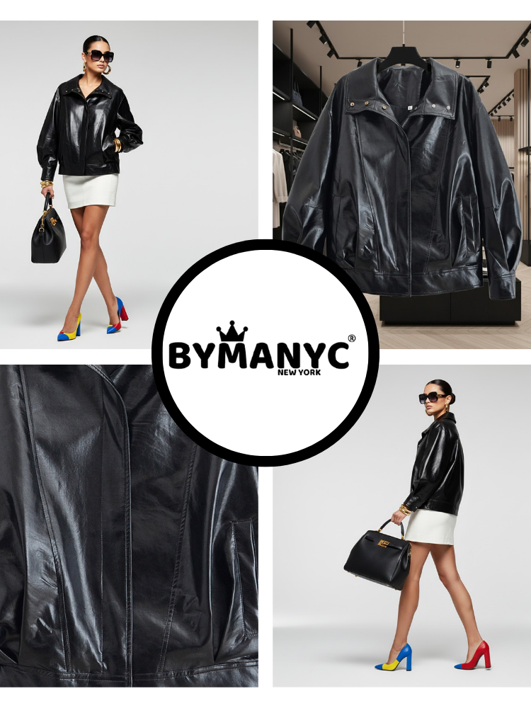 Minimalistische Jacke aus Öko-Leder • SOHO New Collection BYMANYC ® New York