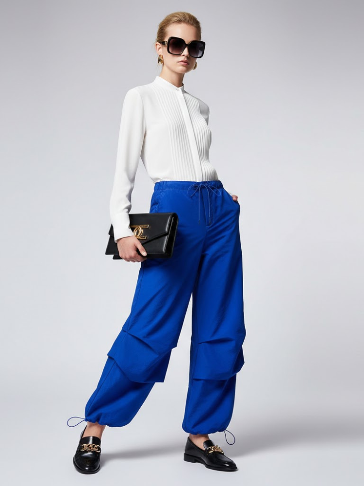 Damenhose in Electric Blue mit Lagen-Design • BYMANYC ® New York