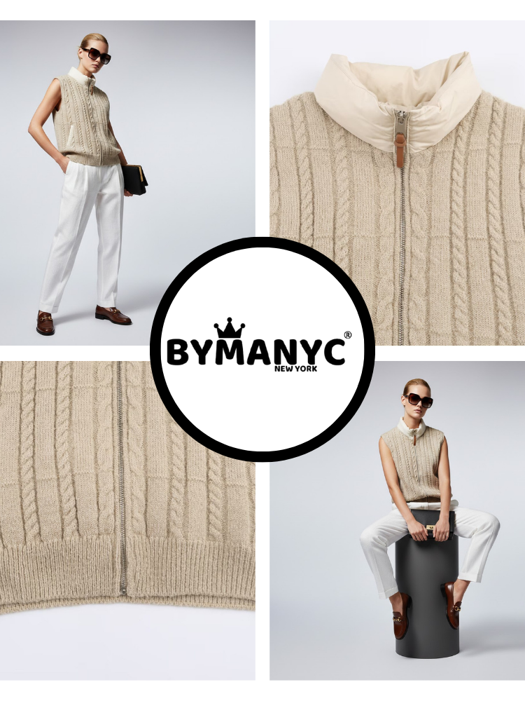 Strickweste mit Nylon-Stehkragen • BYMANYC ® New York