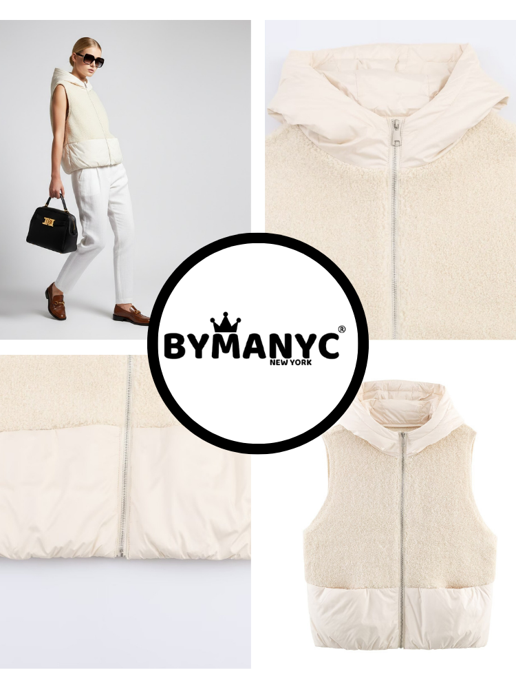 Weste aus Imitat-Shearling und Nylon-Mix mit Kapuze • BYMANYC ® New York