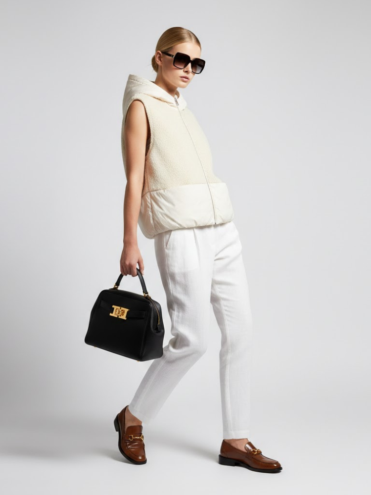 Weste aus Imitat-Shearling und Nylon-Mix mit Kapuze • BYMANYC ® New York